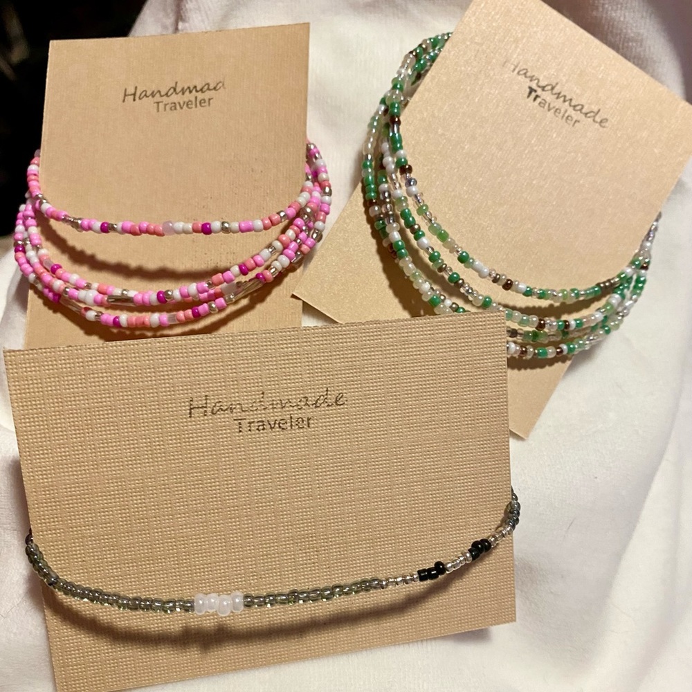 Handmade Minimalist Style Beaded Bracelet Lot || 3 pack